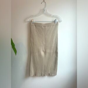 Abercrombie Wrap Ribbed Midi Skirt in light tan size S